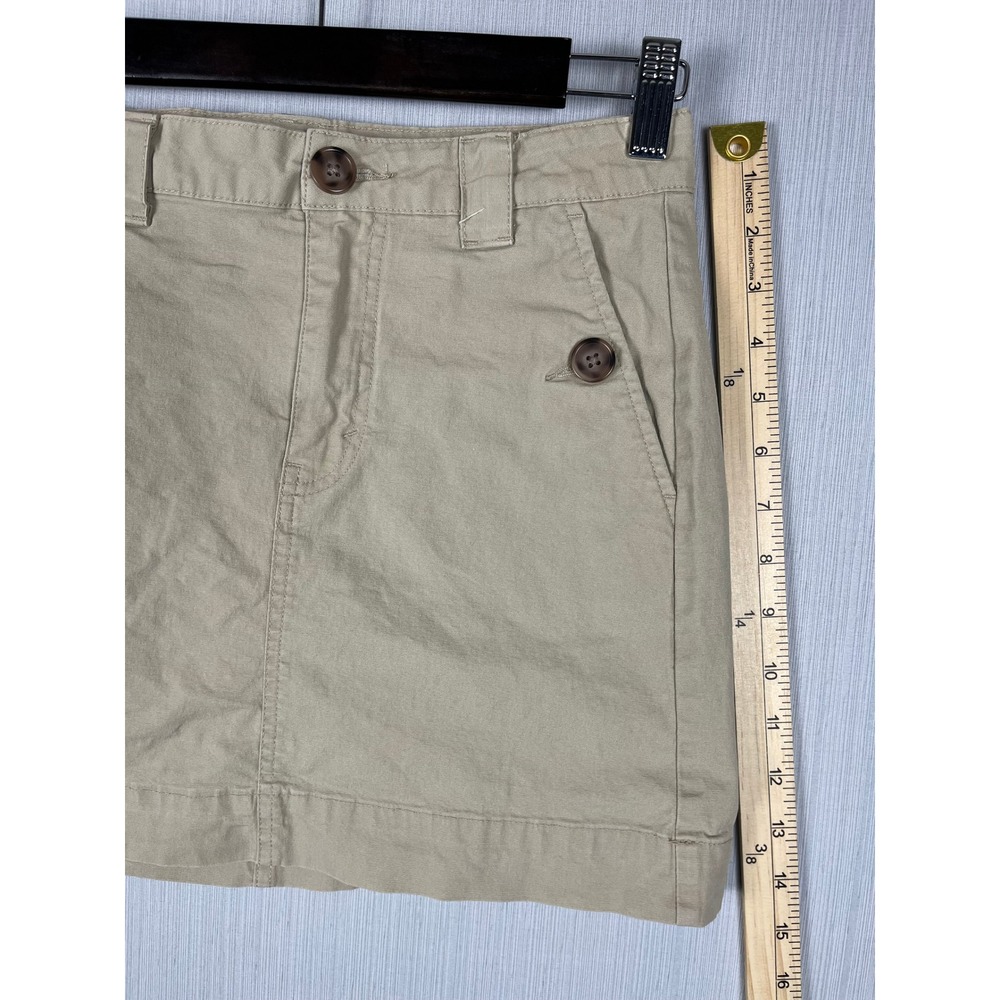 Wild Fable Khaki Mini Skirt Womens 00 Tan Chino Utility Preppy Academia Stretch - Picture 7 of 7